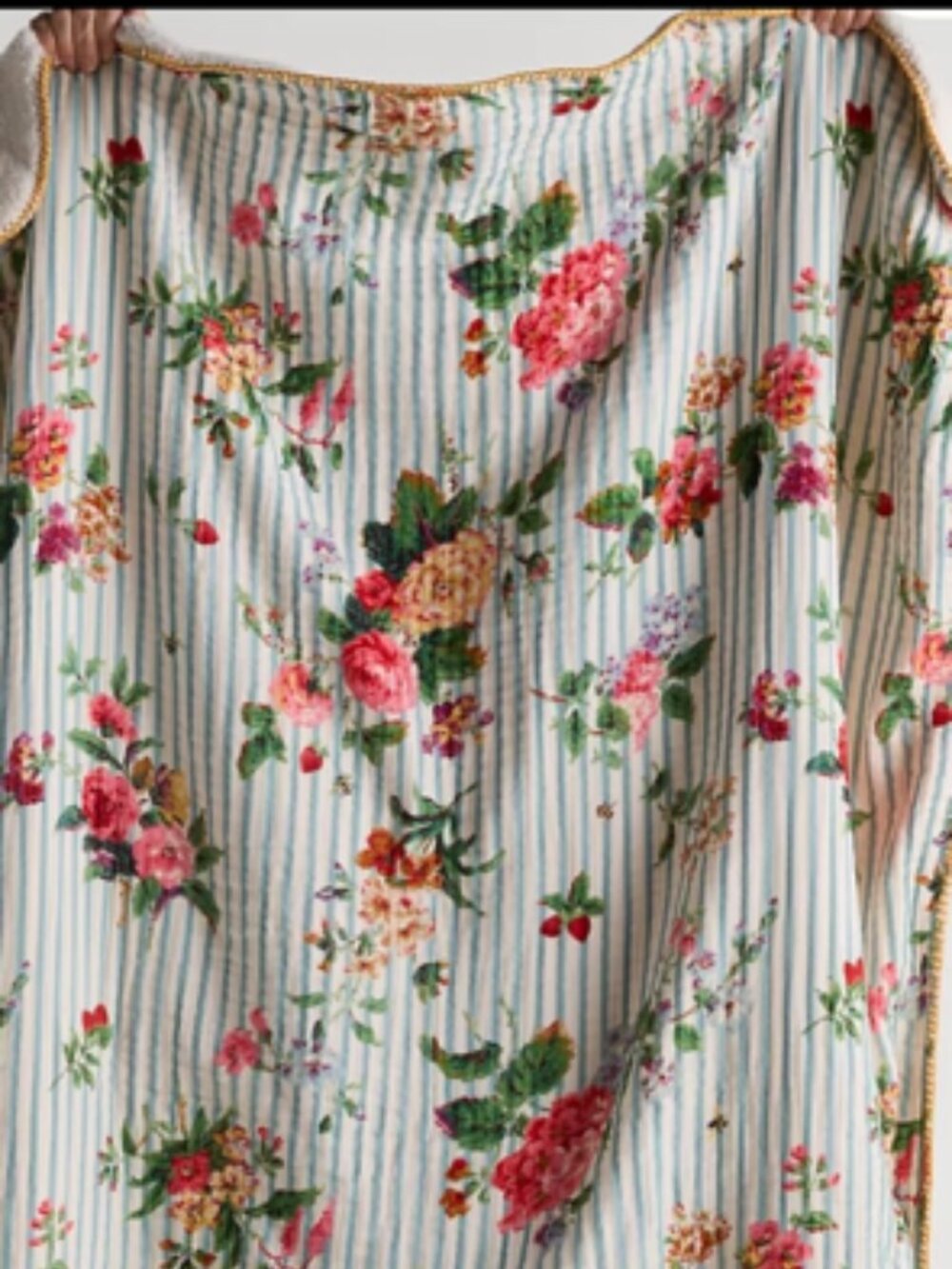 NWT Anthropologie Gauze Cotton/Sherpa Floral Printed Throw Blanket - Picture 7 of 14